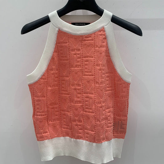 BAC103   Round neck letter logo wool vest clothes