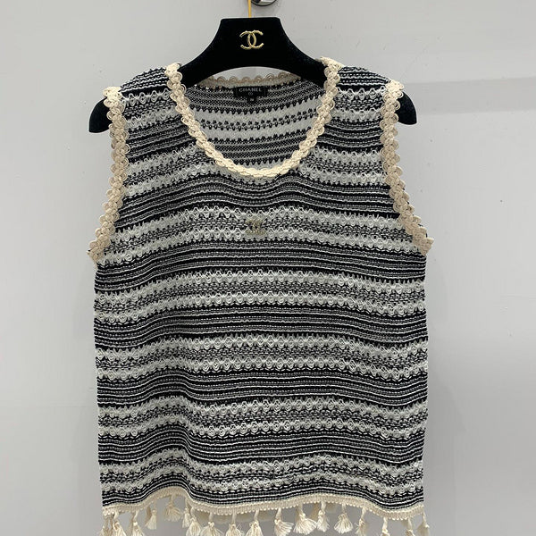 CHC132  Spring and summer new striped hollow knit vest clothes