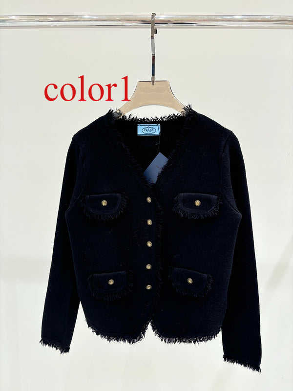 PAC11  Autumn and winter new V-neck fringe pocket design knit coat clother