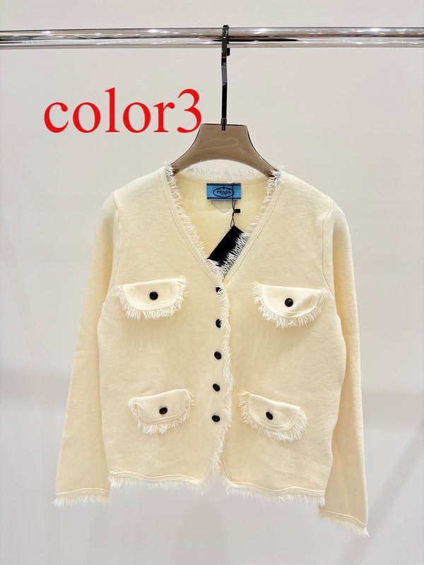 PAC11  Autumn and winter new V-neck fringe pocket design knit coat clother