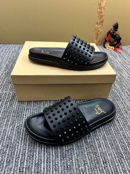 YCL2 Leather Man slippers  shoes High quality with box