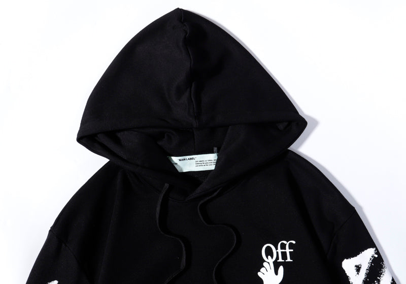 OFFC2  Men's and women's spray paint pattern printed hooded sweatshirt