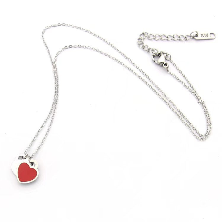 TN023  Women's heart-shaped stainless steel necklace jewelry