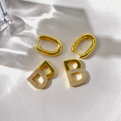 BUE1 B letter with diamond detachable earrings  Jewelry