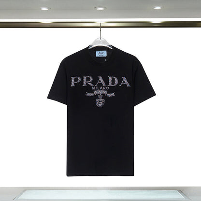 PRC53 NEW Men's and women's letter embroidery short-sleeved T-shirt