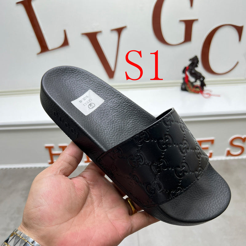 YGS07 Women and Man Leather Slippers 36-45 Shoes with Box