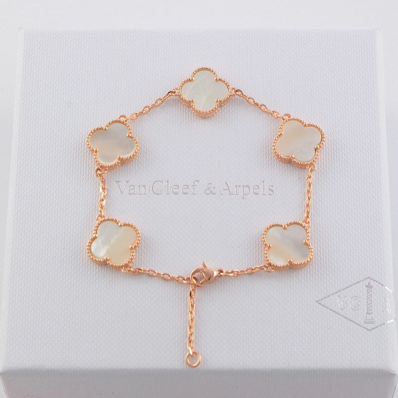 VAB17 five flowers gold plated Bracelet jewelry about 19.5CM