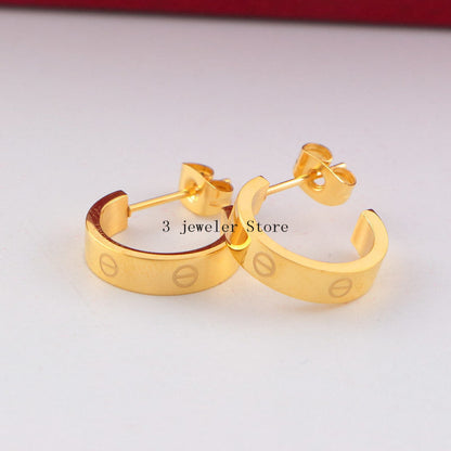 CAE8 high quality 316L steel Gold Plated earring studs for women  Jewelry