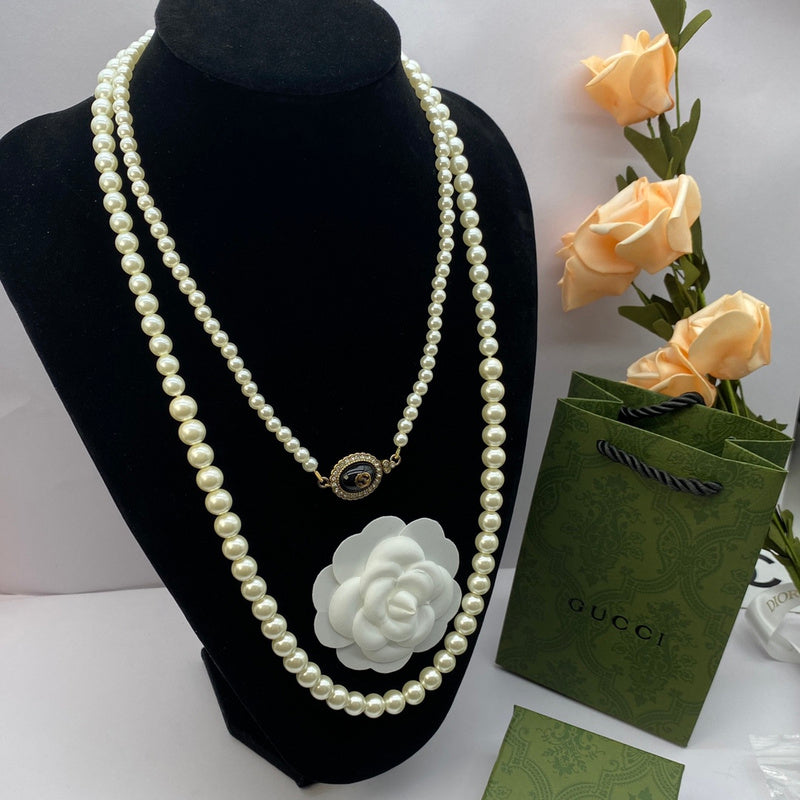 GN27 New necklace imitation pearl sweater chain jewelry