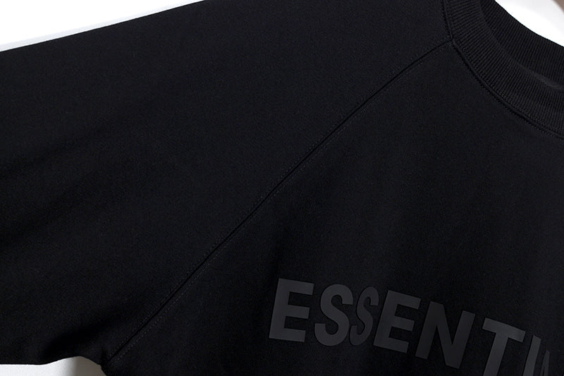 ESC6   Three-dimensional laminated letter LOGO cotton terry round neck sweater