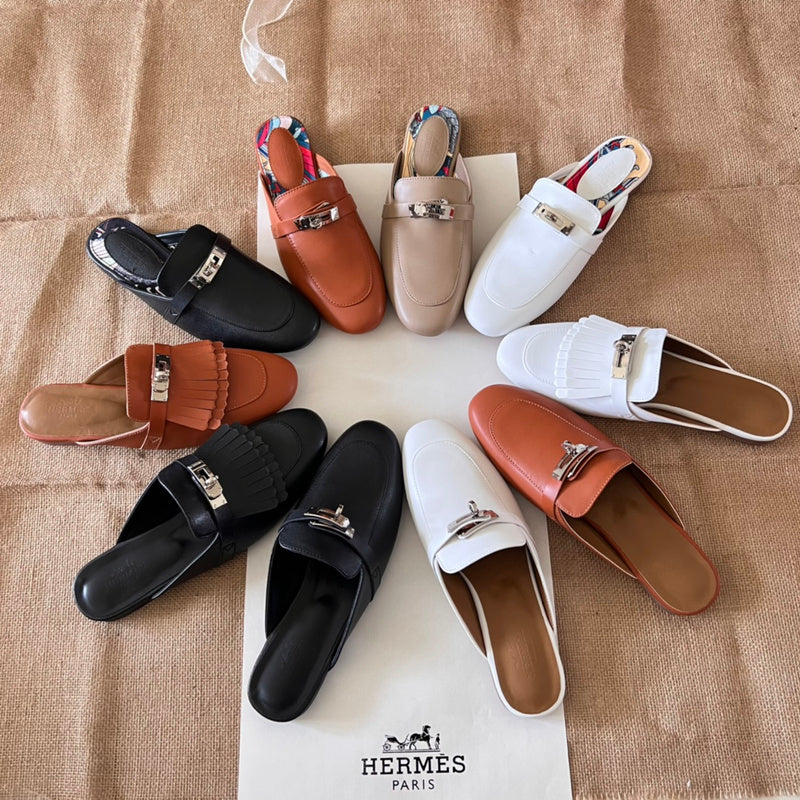 MJHS17 Leather Women Slipper Size 35-42 Shoes with box