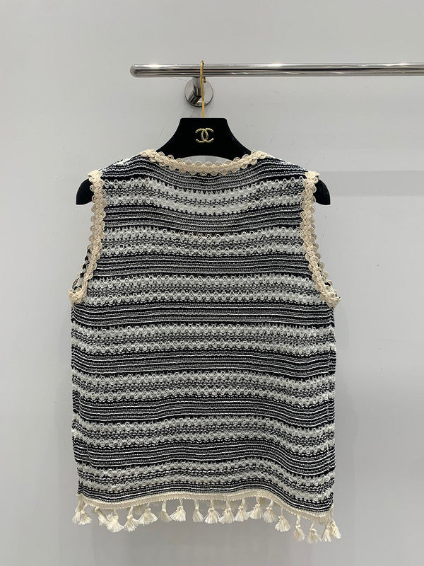 CHC132  Spring and summer new striped hollow knit vest clothes