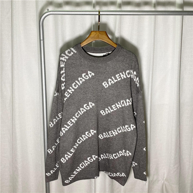 BAC20 Men and women classic series letter jacquard sweater