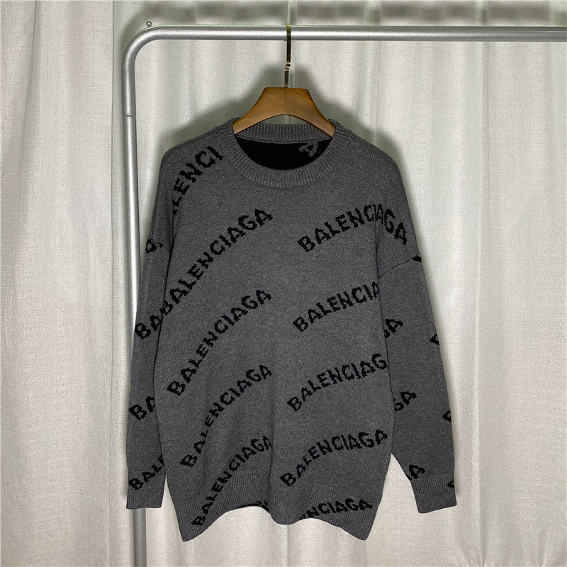 BAC20 Men and women classic series letter jacquard sweater