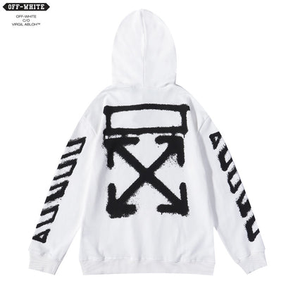 OFFC2  Men's and women's spray paint pattern printed hooded sweatshirt