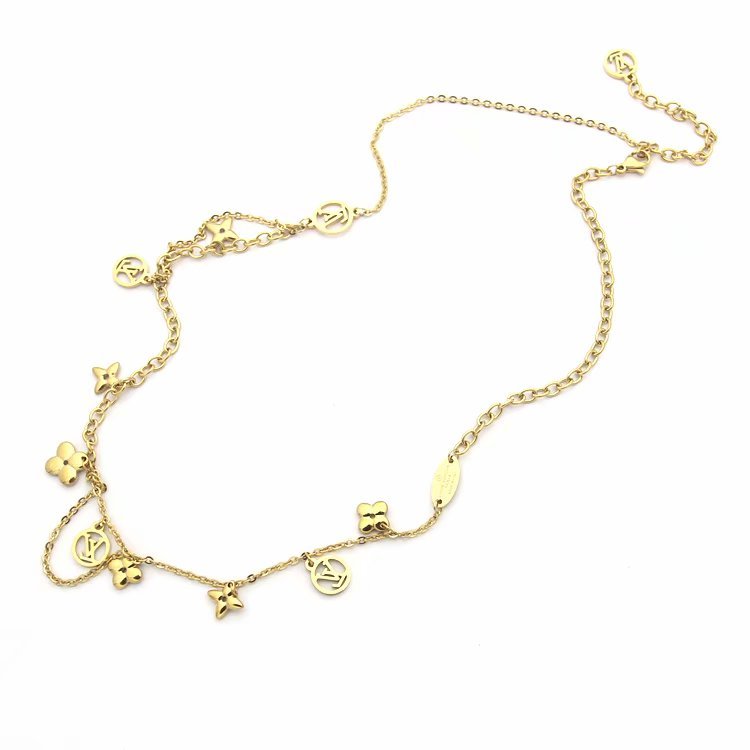 LN24 316L steel gold plated L*V necklace high quality jewelry