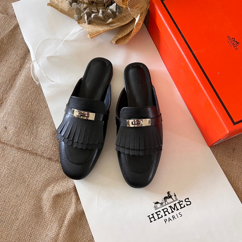 MJHS15 Leather Women Slipper Size 35-42 Shoes with box