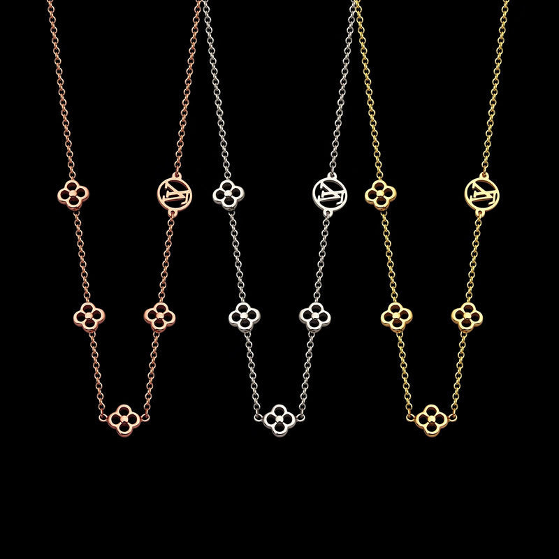 LN25 316L steel gold plated L*V necklace high quality jewelry