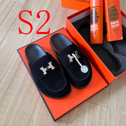 MJHS19 Leather Women Slipper Size 35-41 Shoes with box