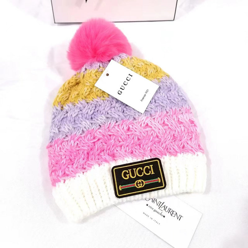 PHGH1   Children's 4-12 years old knitted hat with fleece gradient color