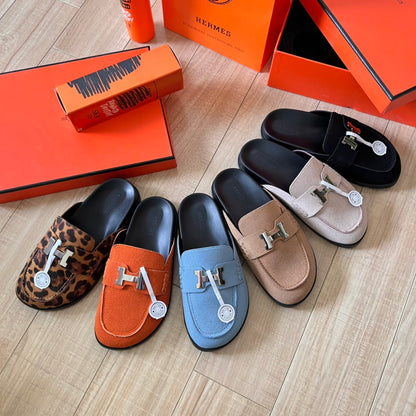 MJHS19 Leather Women Slipper Size 35-41 Shoes with box