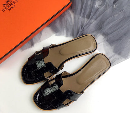 MHS8 Leather slippers Women shoes 35-42 With box