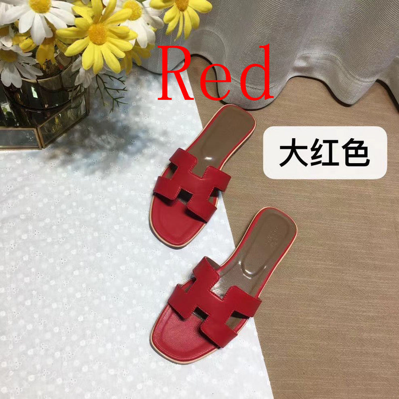 MJHS03 Leather slippers Women shoes 35-42 With box