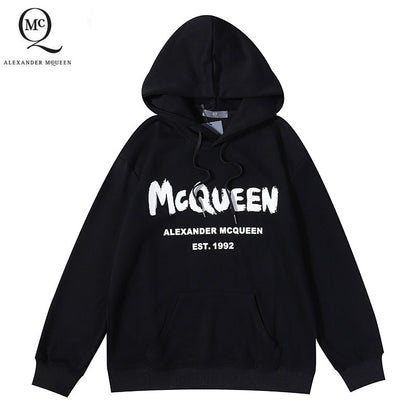 MOC37  Men's and women's classic letter logo printed hooded sweatshirt