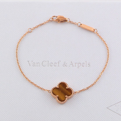 VAB1 4 Clover Bracelet single flower steel braceletabout 17cm+4cm extra   Jewelry