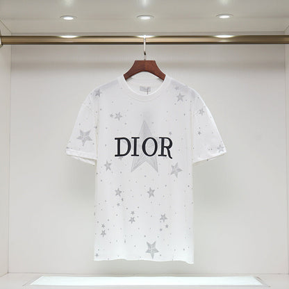 DIC09 New  Men's and women's letter embroidery short-sleeved T-shirt clothing