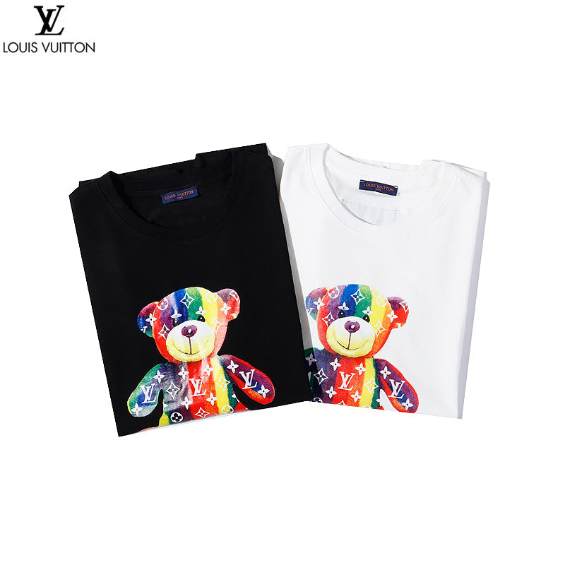 LVC131  Men's and women's Rainbow Winnie the Pooh print short-sleeved T-shirt