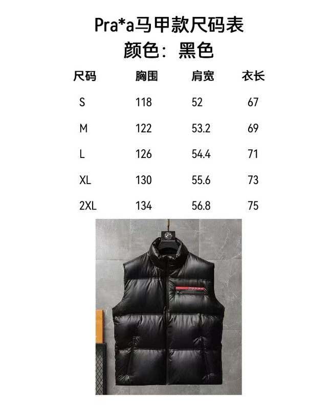 PKC1 Red label pressed rubber down vest, male and female couples