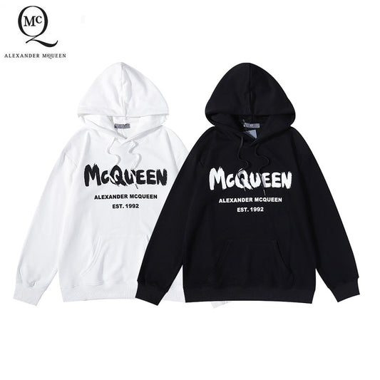 MOC37  Men's and women's classic letter logo printed hooded sweatshirt