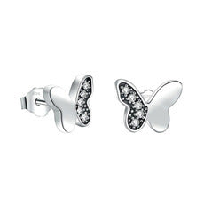 PDE091 pandora 925 Sterling Silver Earrings 1:1 Quality Butterfly flower earring