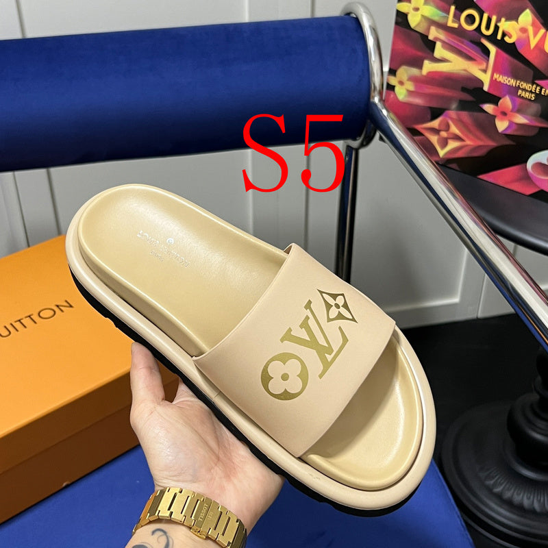 MJLS05 Man and Women slipper Leather Shoes 35-43 with box