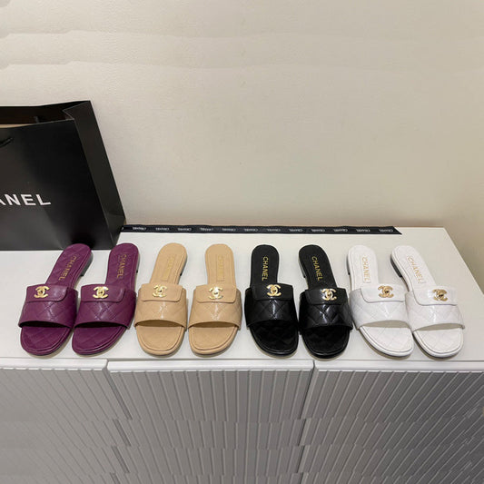 MJCS15 Women Leather Slippers 35-40 Shoes with Box