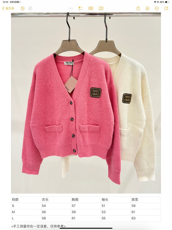 MIC28 New autumn/winter V-neck letter logo knit loose cardigan clother