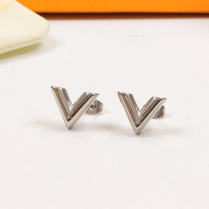 LVE22 316 stainless steel Fashion V LOGO Earrings   Jewelry