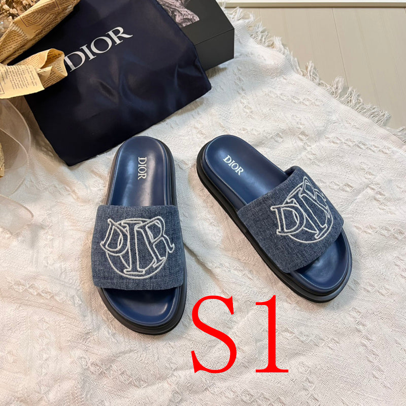 MJDS56 Leather Women Slipper Size 35-42 Shoes with box