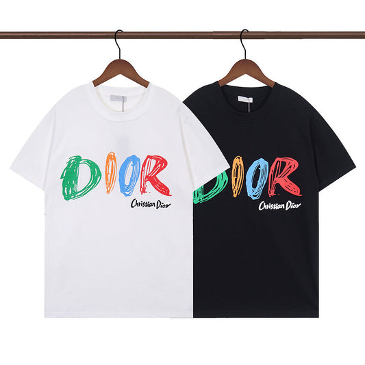 DIC011 New  Men's and women's letter embroidery short-sleeved T-shirt clothing