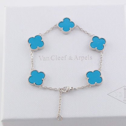 VAB17 five flowers gold plated Bracelet jewelry about 19.5CM