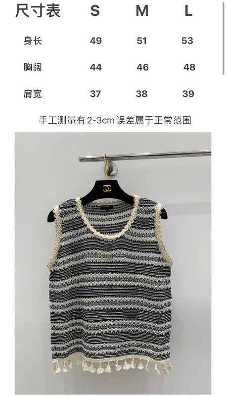 CHC132  Spring and summer new striped hollow knit vest clothes