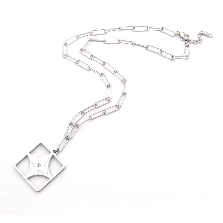 LVN012    Square four leaf flower pendant necklace jewelry