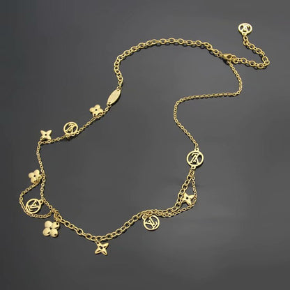 LN24 316L steel gold plated L*V necklace high quality jewelry