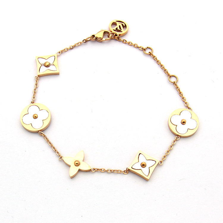 LVB88 316L steell gold plated bracelet flower shell bracelet   Jewelry