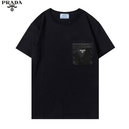 PRC9  Men's and women's short-sleeved T-shirt with triangle metal label pocket decoration