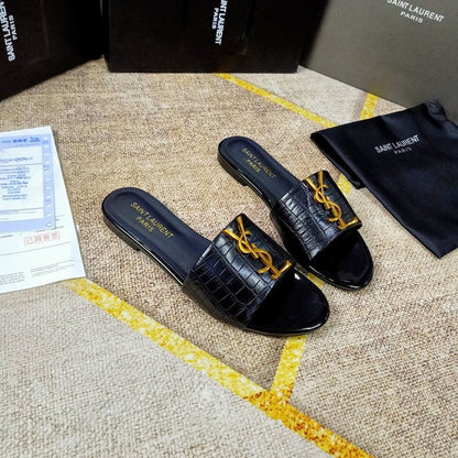 MJYS1 Leather Women slippers 35-43 shoes With box