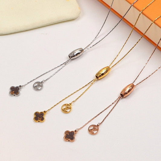 LN32   Classic letter cutout long necklace    Jewelry