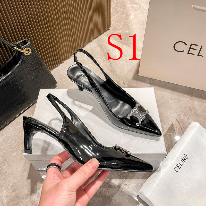 MCS11 Leather slippers 5CM heel shoes 35-41 With box