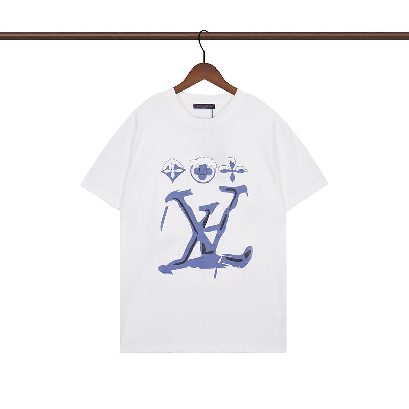 LVC146 New  Men's and women's letter embroidery short-sleeved T-shirt clothing